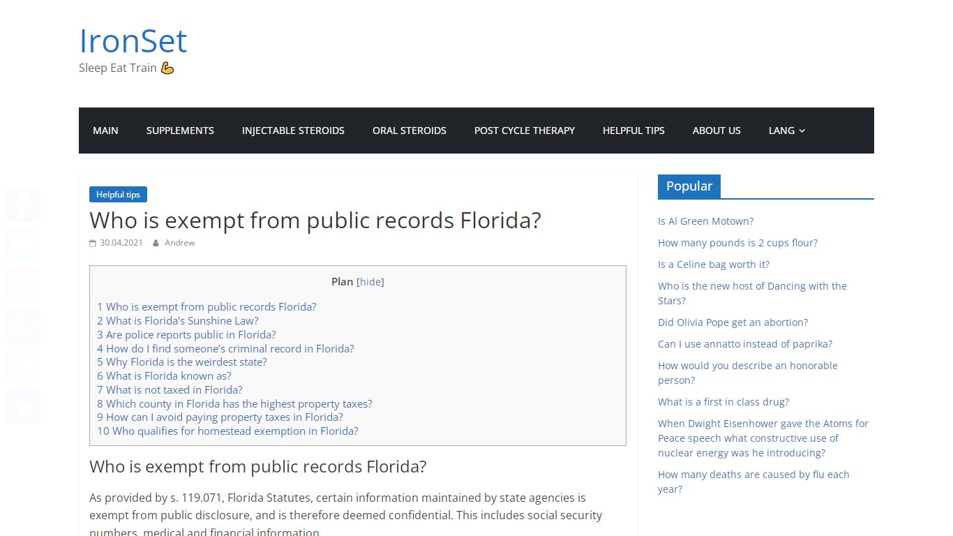 Who is exempt from public records Florida? – IronSet